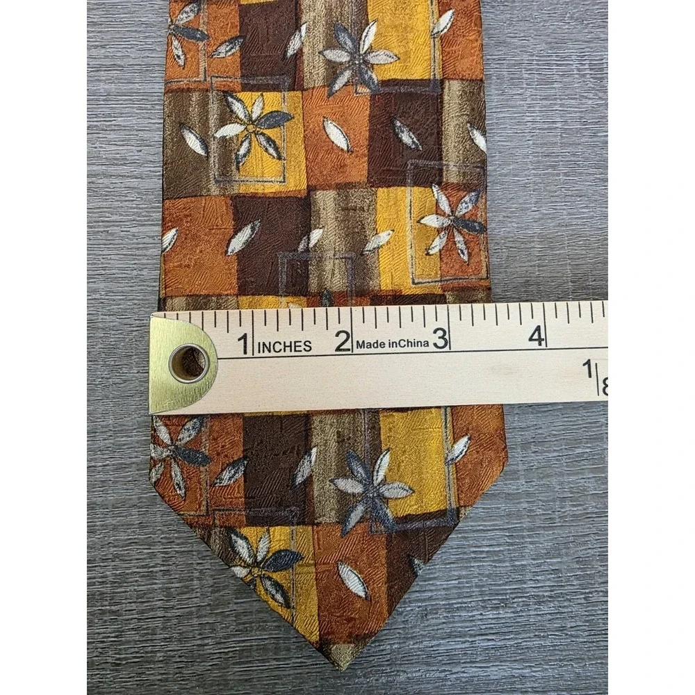 ERMENEGILDO ZEGNA Ties Italy Lot Of 2 Silk‎ Ties Flowers Gold Burgundy Blue